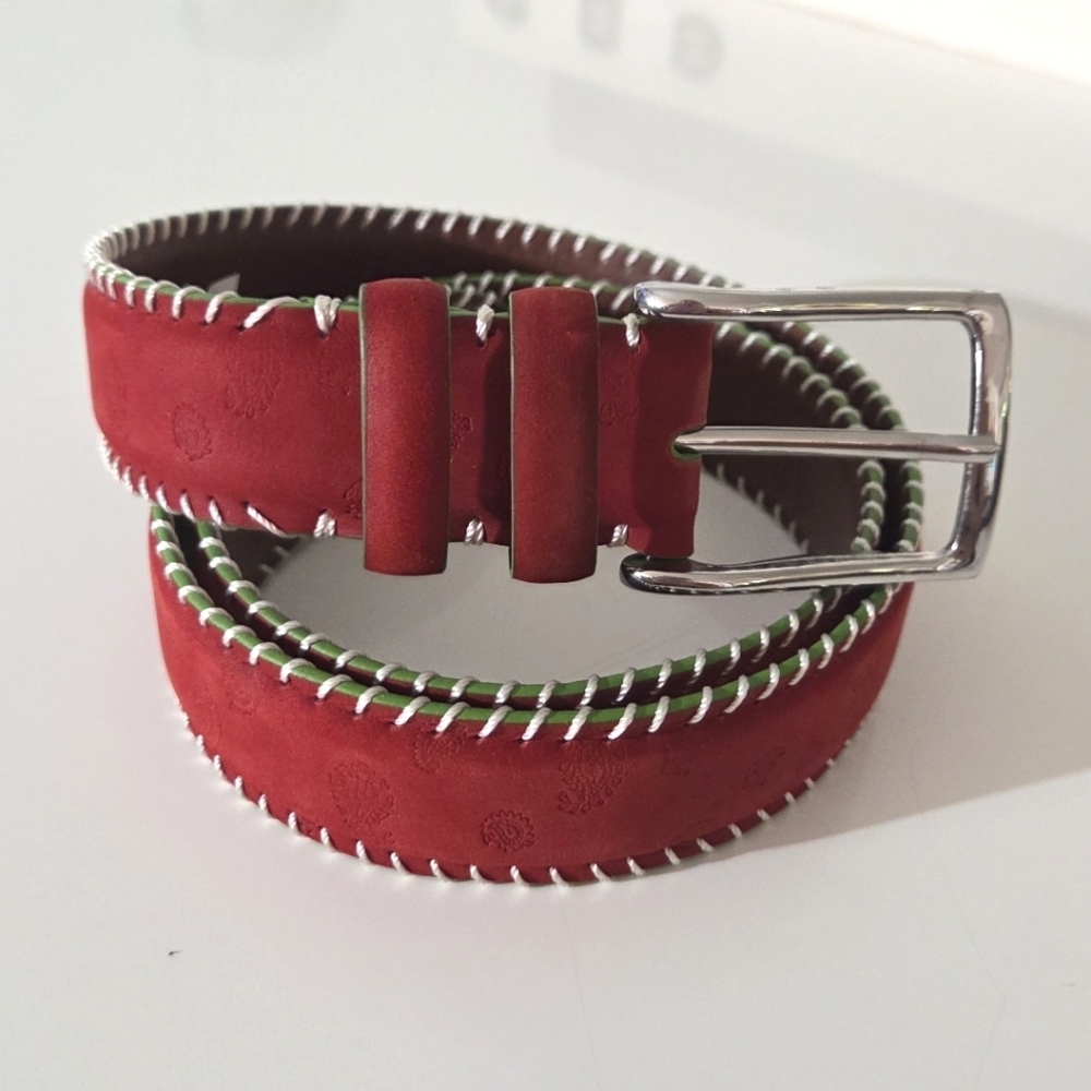 Robert Graham - Oxblood Griffith Leather Belt Size 34 - Picture 7 of 12